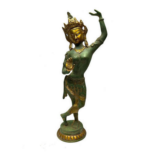 Handmade Brass Standing Tibetan Buddhist Deity Tara Statue