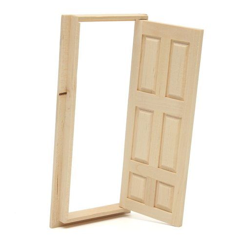 Beige Color Miniature Unpainted Wooden Interior 6-Panel Wood Dollhouse Door Application: Kitchen