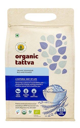 Organic Sona Masuri Hand Pounded Gluten Free Unpolished Rice For Cooking, 5 Kg Admixture (%): 1%