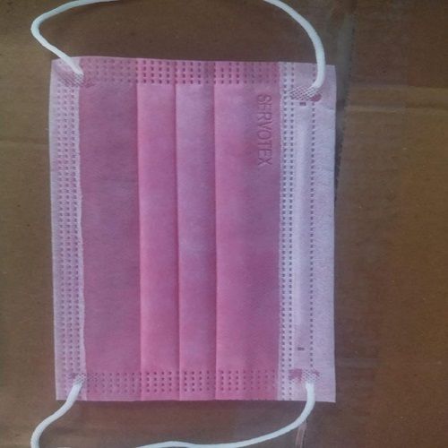 Blue 4 Inch Pink Color Disposable 3 Ply Surgical Face Mask For Personal Safety