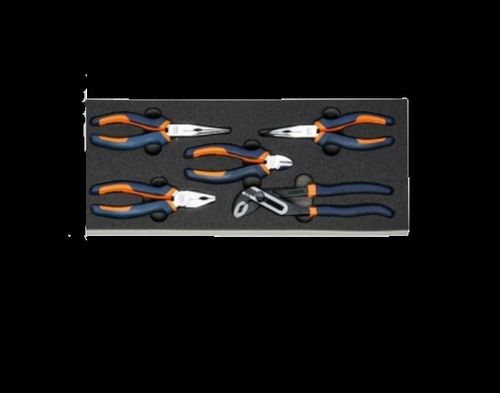 Black And Orange Color 5 Pc Mixed Dual Material Plier Set For Garage, Household, Industrial  Dimension(L*W*H): 24.9 X 24.4 X 3.6 Cm  Centimeter (Cm)