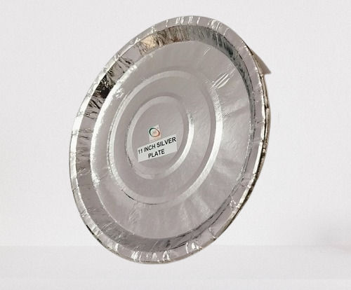 Eco Friendly 11 Inch Round Plain Wrinkle Silver Foil Paper Disposable Plates