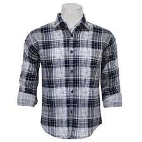 100% Cotton With Collar Neck And Full Sleeves Regular Fit Check Shirt Collar Style: Straight