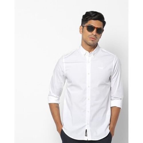 Comfortable And High Design Plain Cotton Men'S Full Sleeve Light Blue Shirt Collar Style: Button Down