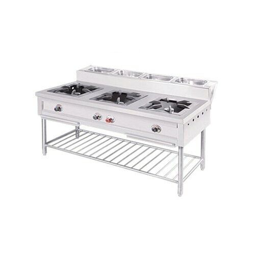 Easy Installation Silver Stainless Steel Automatic Three Burner Gas Stove Dimension(l*w*h): 60" X 30" X 34"  Centimeter (cm)