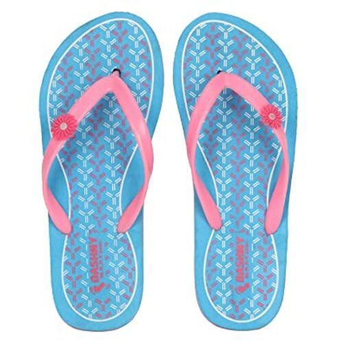 Blue And Pink Multi Color Stylish Flat Flip-Flop Fancy Ladies Rubber Slipper