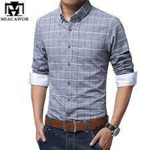 Grey Color Regular Fit And Collar Neck Full Sleeve Printed Mens Casual Shirt