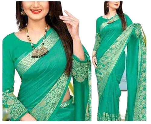 Printed Comfortable And Quick Dry Party Wear Fashionable Silk Saree With Blouse 