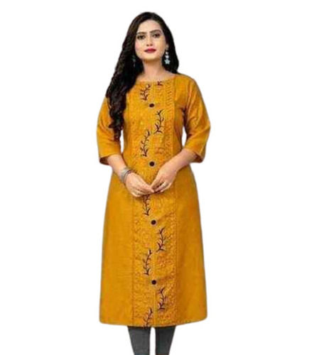 Washable And Breathable Party Wear Embroidered Work Soft Cotton Kurti  Bust Size: 35-36 Inch (In)