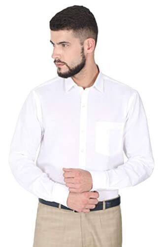 Men'S Trendy Full Sleeves Formal White Shirt  Chest Size: 20