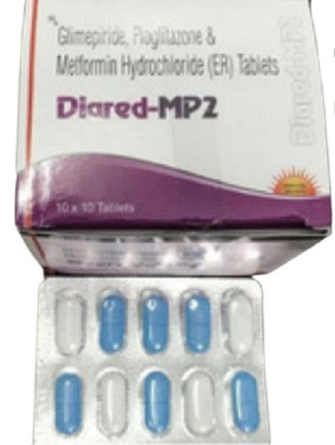  Diared-Mp2 ग्लिमेपीराइड, पियोग्लिटाज़ोन और मेटफ़ॉर्मिन हाइड्रोक्लोराइड टैबलेट्स 