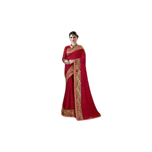 Ladies Designer Saree - Cotton Silk Fabric Maroon Color with Exquisite Embellishments | Intricate Patterns Heavy Border Detailing Lightweight for Comfort Versatile for Various Occasions