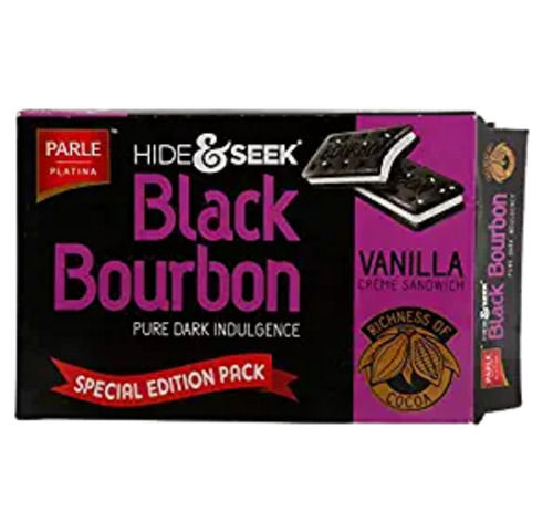 Parle Hide And Seek Black Bourbon Sweet Vanilla Flavoured Cream Biscuits Fat Content (%): 2.9 Percentage ( % )