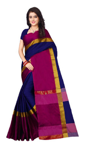 Comfortable And Breathable Daily Wear Plain Soft Cotton Silk Saree For Women