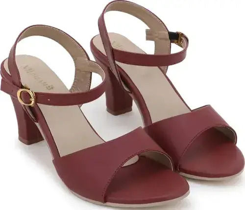 Buckle Closure And Durable Medium Heel Tpr Party Wear Sandal For Women