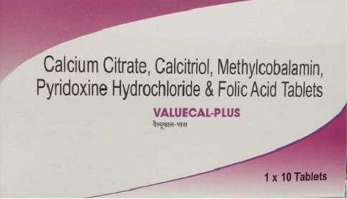  कैल्शियम, कैल्सीट्रियोल, पाइरिडोक्सिन हाइड्रोक्लोराइड और फोलिक एसिड टैबलेट, 1 X 10 टैबलेट का पैक 