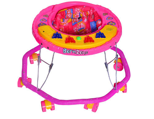 Durable, Sturdy, Non Slip Rubber Wheels and Plastic Material Pink Color Baby Walker, For 2 To 5 Years Baby 