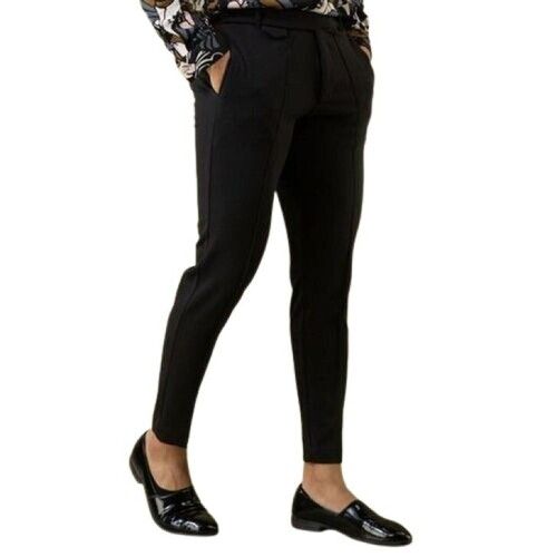 Buy Black Mid Rise Check Ankle Length Pants Online In India