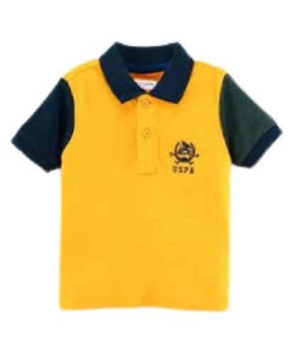 Breathable Half Sleeve Collar Neck Plain Yellow With Black Kids T Shirts Age Group: 1-5