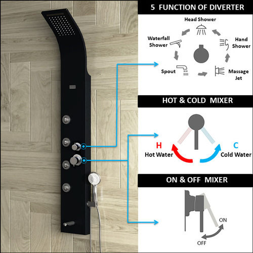 2 Way Function Head Shower Rain and Waterfall Aluminium Shower Panel (ZANDER)