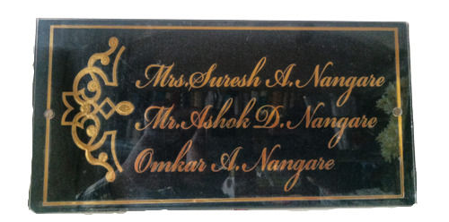 Indian Black And Golden Acrylic Name Plate For Home And Office Uses