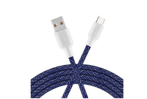 1.4 Meter Long PVC Insulated Copper Conductor Type C Mobile Charging And Data Transfer Cable - 1.4m Length, Blue Jacket, Flat Design | Dual-Function, Stylish Look, High Voltage Rated