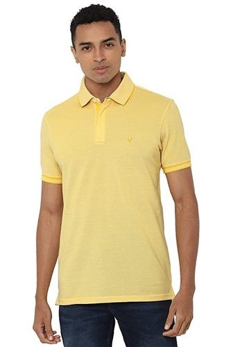 Plain Men Summer Wear Comfortable Short Sleeves Pure Cotton Yellow Polo T-Shirts