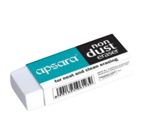 Rubber Rectangle White Apsara Non Dust Eraser, Use For School And Office Purpose