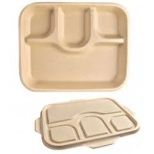 Biodegradable Safe And Hygienic Disposable 12 Inch 4 Compartment Square Light Brown Plate, Pack Of 100 Application: Events