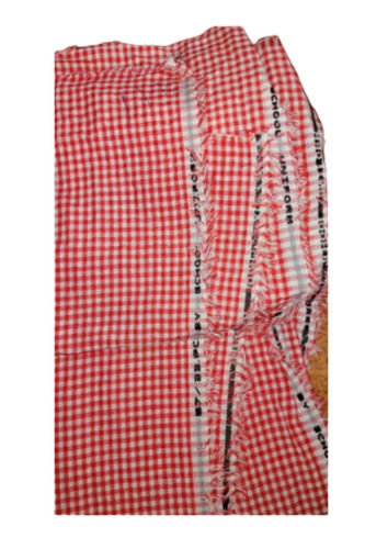 100% Cotton Fabric Red Check Shiny And Washable For Making School Uniform Length: 4  Meter (M)