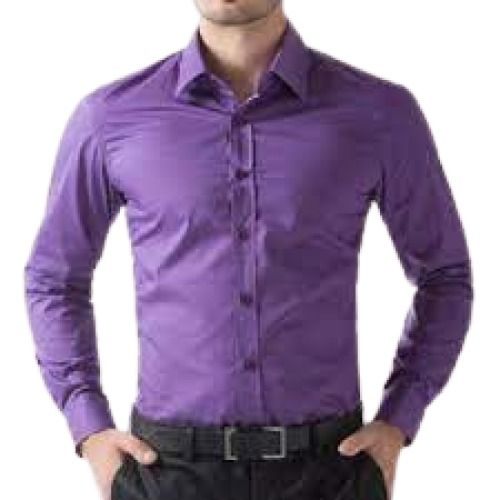 Mens Plain Full Sleeve Formal Wear Purple Cotton Shirt Chest Size: 40 Inch