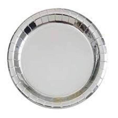 Paper Round In Shape Light Weight And Easy To Used Silver Coated Disposable Plate 13 Inch , Pack Of 50