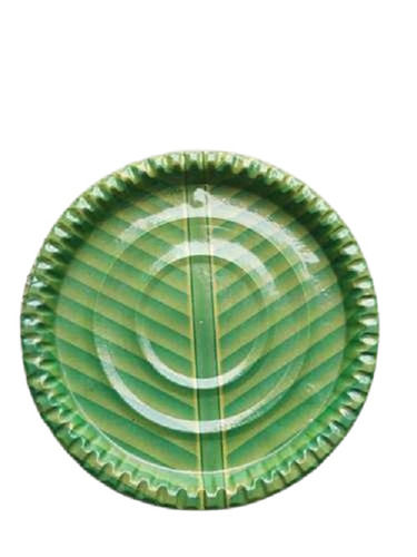 Round Disposable Plate Green Color 12 Inch Gsm 80 Plain And Eco Friendly Plates For Parties
