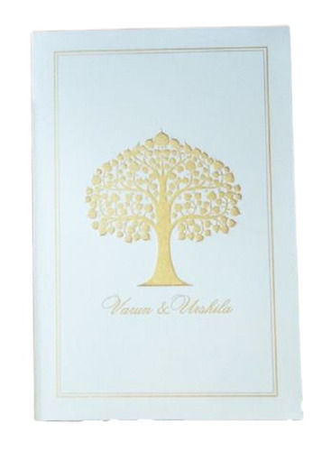 Glossy Cost Effective Golden White Printed Wedding Invitation Card, Size 8 X 8 Inch, Finish Matte