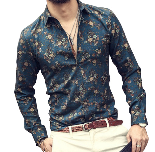 पुरुषों के लिए आसानी से धोने योग्य और क्विक ड्राई फुल स्लीव स्प्रेड कॉलर फ्लोरल प्रिंटेड कॉटन शर्ट आयु वर्ग: 18+