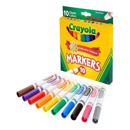 Multicolour Great For Home Or School Perfect Art Tools Crayola Pip-Squeaks Shinnies Washable Broad Line Markers 10 Piece 