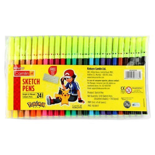 Plastic 24 Shades Pens With Free Stencil CamlinS Bold And Bright Sketch  Pens Assorted Pack Of 24 at Best Price in Pithampur  Darshika Enterprises