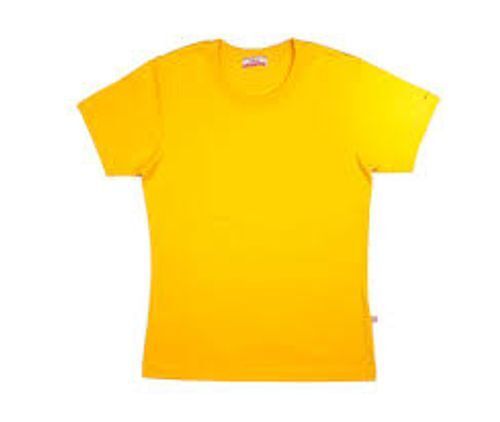 Cotton Soft Light And Breezy Stylish Plain Round Neck Yellow T Shirt  Age Group: 18-25