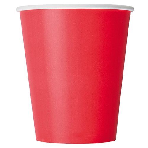 Disposable Paper Cups - 250 ml Eco-Friendly Red Design for Tea Coffee Water Serving in Cafés and Households