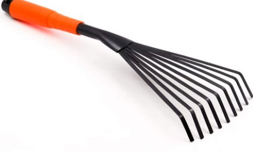 Black And Orange Garden Leaf Rake With Plastic Handle And Nine Teeth 