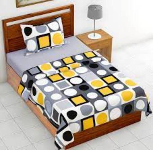 Multi-Color. Cotton Checkered Multi Colour Single Bed Sheet