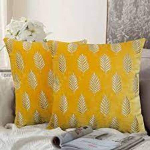 Multi Colors Yellow And Grey Printed Pillow Cover