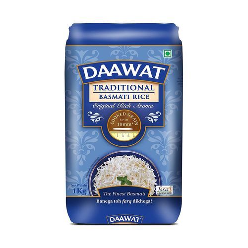 Original And Grain Is Naturally Rich Delicious Taste Daawat Basmatti Rice - Whole White Long Grain, 100% Pure, 0.001% Broken, 0% Damage, Dried, Shelf Life 2-3 Years