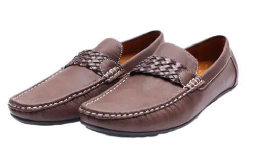 Brown Light Weight And Comfortable Casual Wear Low Heal Leather Loafer Shoes For Men 