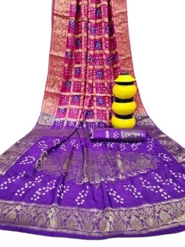 Printed Purple Coloured Well Bordered Super Designed Party Wear Art Silk Saree