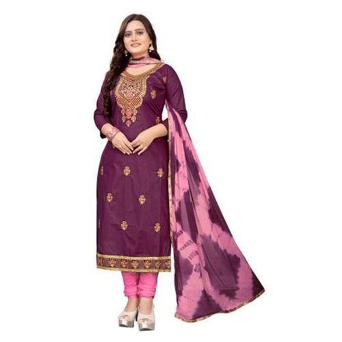 Classic Comfortable Purple Neck Designer Embroidery Salwar Suit 