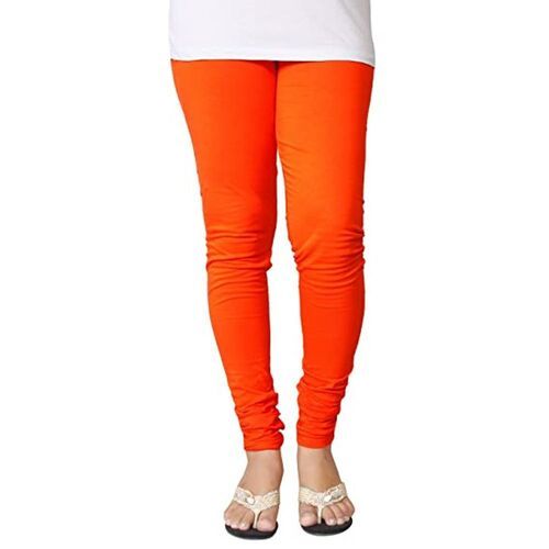 Indian Orange Color Full Length Soft Blend Pure Cotton Spandex Ladies Leggings 