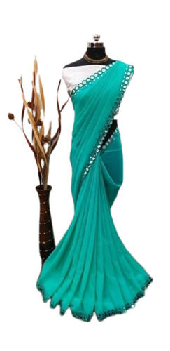 Green Breathable Lightweight Casual Wear Modern Designer Saree For Ladies