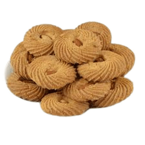 Delicious Low Fat Semi Hard Textured Sweet Round Shaped Badam Biscuits