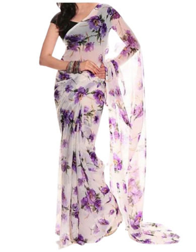 Light Weight And Casual Wear Bollywood Floral Printed Chiffon Saree